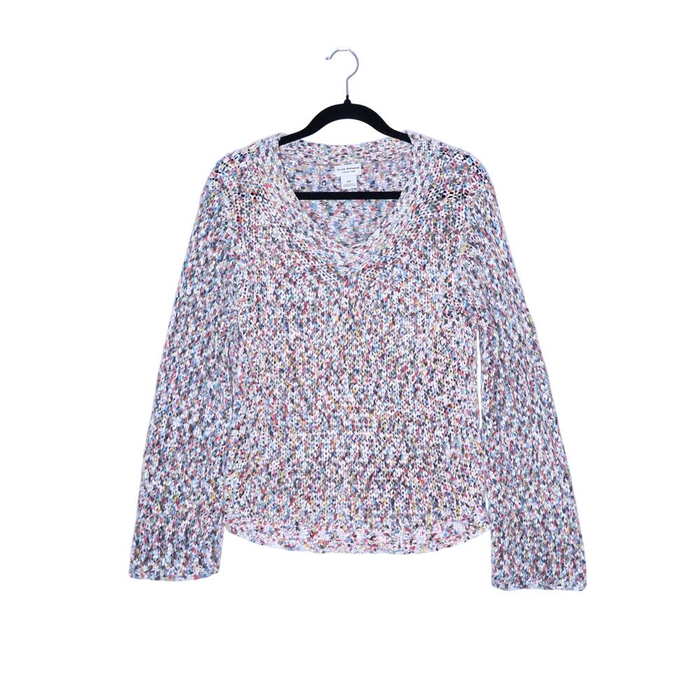 CLUB MONACO Tape Yarn V-Neck Sweater Multicolor Knit Pullover Casual Women's S